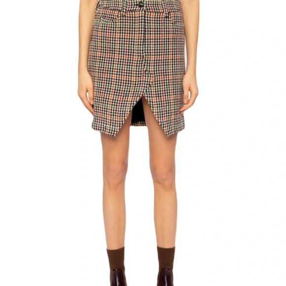 ZADIG & VOLTAIRE Wool Blend Houndstooth Check Mini Skirt size 38 NWT - Picture 4 of 9